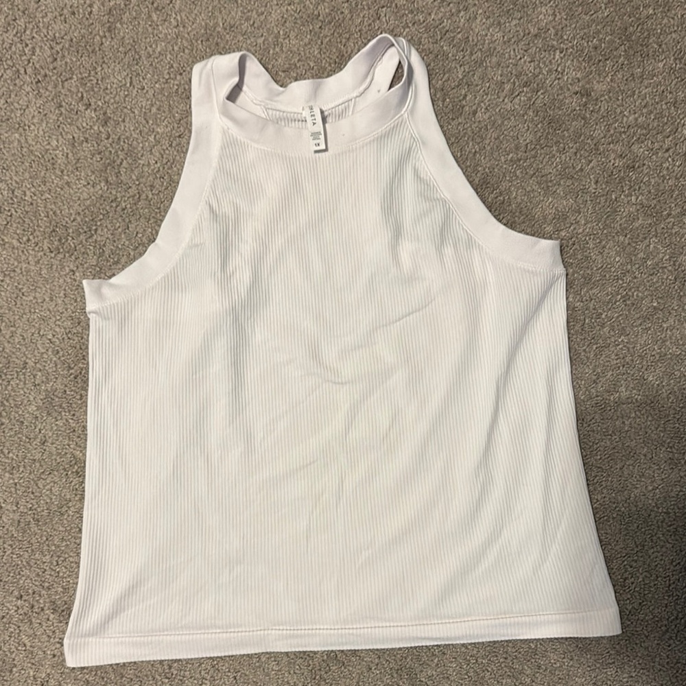 Athleta White Cream Fitted Crop Tank Top